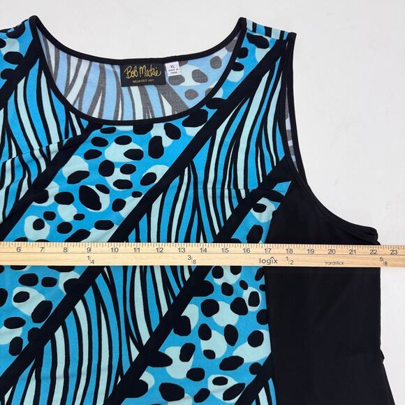 Bob Mackie Artistic Blue Black Maxi Dress Sleeveless XL Mobwife Tropical Summer - Picture 6 of 9